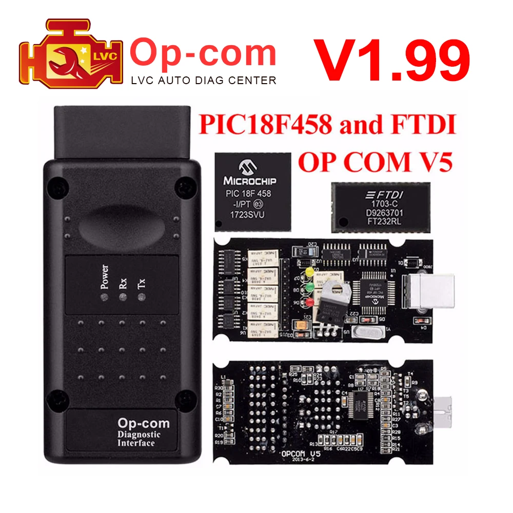 Автоматический диагностический инструмент opcom V1.99 с PIC18F458 FTDI op com V 1 99 OBD 2 для Opel OP COM