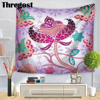 

Thregost Floral Pattern Tapestry Wall Hanging Light-weight Polyester Wall Decor Home Farmhouse Dorm Room Wall Cloth Tapestries