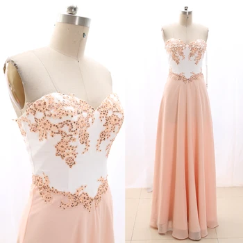 

MACloth Light Pink Sheath Strapless Floor-Length Long Crystal Chiffon Prom Dresses Dress M 268327 Clearance