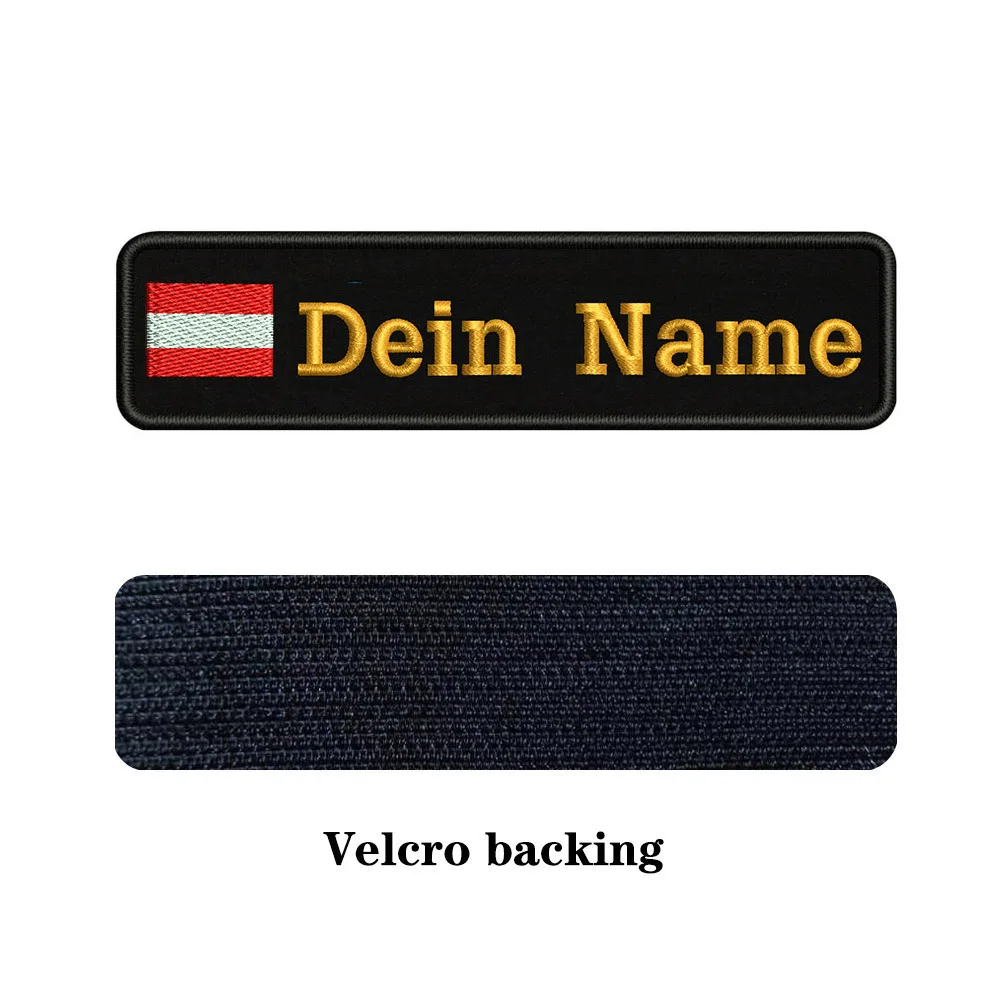 Вышивка на заказ Австрийский флаг имя или заплатка с текстом 10 см* 2,5 см значок Железная на или липучке Подложка для одежды брюки рюкзак шляпа - Цвет: brown-Velcro