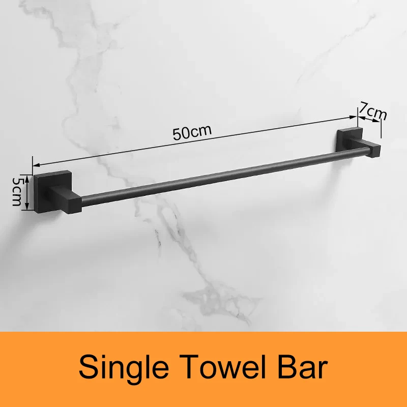 Juego de accesorios de baño negro mate, barras de toalla, espacio de  suspensión, accesorios de baño de aluminio, toallero, anillo, cepillo de  inodoro - AliExpress