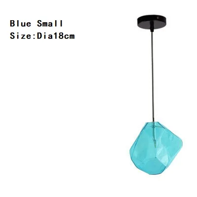 Blue 18cm Nordic Lamp Colored Glass Interior Decoration Lighting Ice Chandelier Dining room lustre pendente cristal Chandelier Lighting - Цвет абажура: Blue 18cm