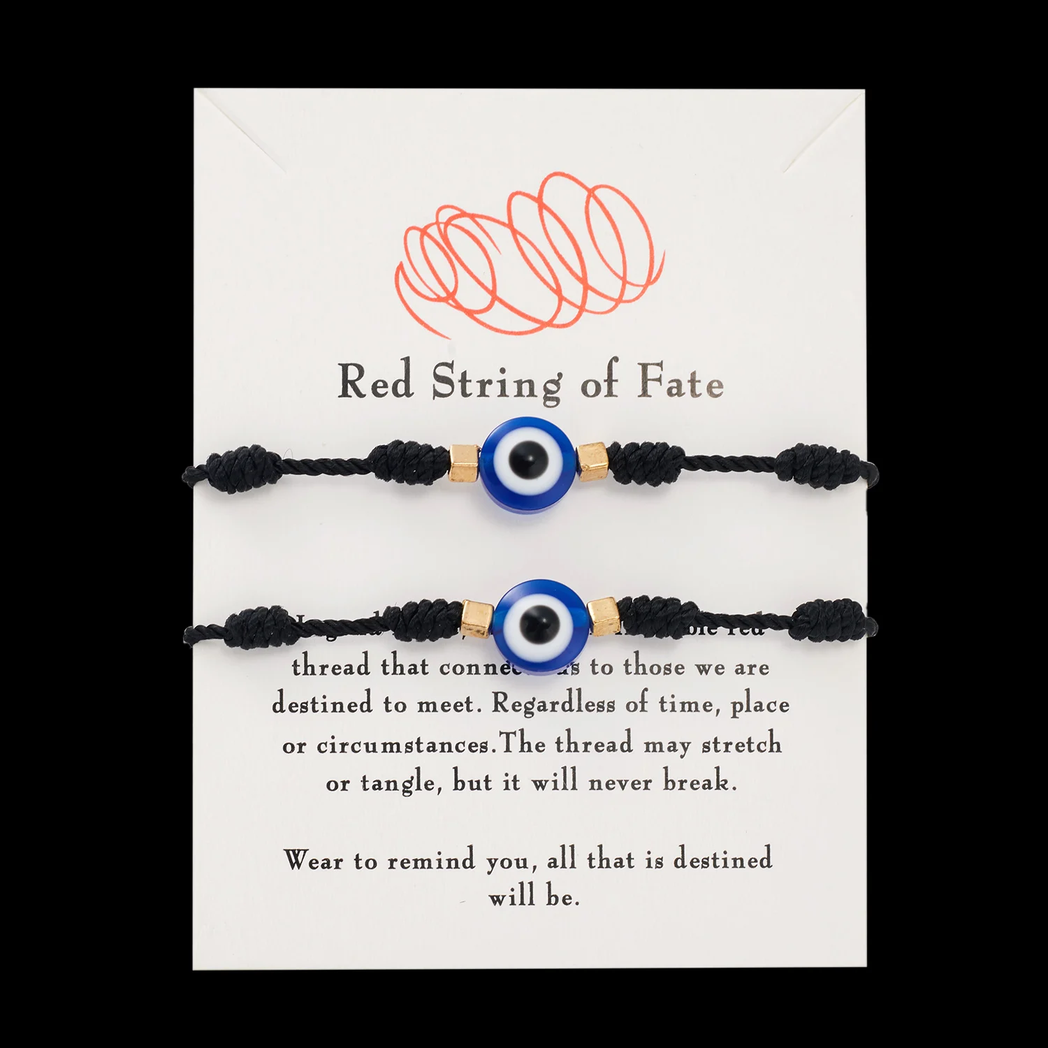 7 knoten Schwarz Rot String Seil Armbänder für Frauen Männer Blau Bösen Augen Glück Wünschen Pappe Handmade Einstellbare Paar Armreifen – Detail 10