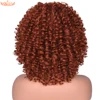 Short Kinky Curly Wigs With Bangs For Black Women Ombre Brown Black Afro Curly Wig Short Synthetic Heat Resistant Hair Annivia ► Photo 2/6