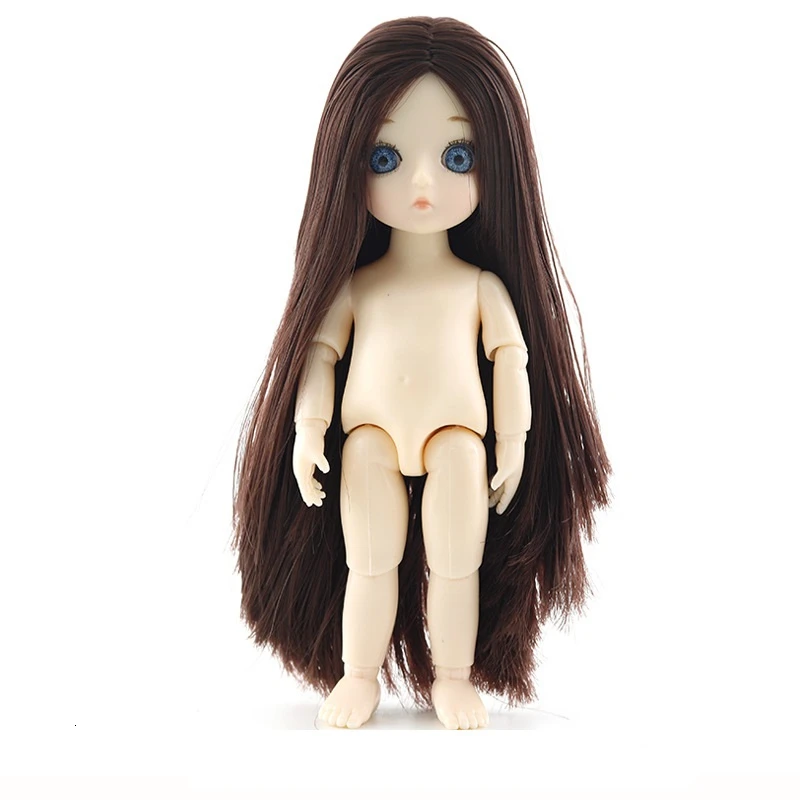 G-brown blue eyes 16 см мини-кукла 1/8 BJD куклы 13 раскладные игрушки Обнаженная девушка тело мода Bonecas DIY игрушки Enchantimal куклы для девочек подарок - Цвет: G-brown blue eyes