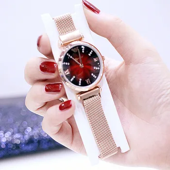 

Watches Women Fashion Luxury Quartz Wristwatch For Ladie Casual Magnetic Mesh Wrist Watch Women Waterproof Simple Female Clock