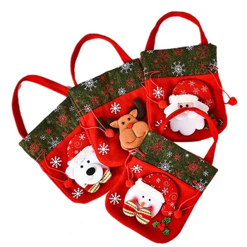 

Santa Claus Bag Drawstring Christmas Gift Bag, 3D Design Fabric Christmas Bag, Suitable for Christmas Party Supplies