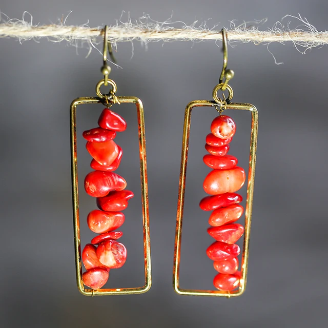 2021 Bohemian Ethnic Style Green Dangle Earrings For Women Tribal Jewelry Vintage Long Drop Earring Fashion Personality Gift Earring D359 2