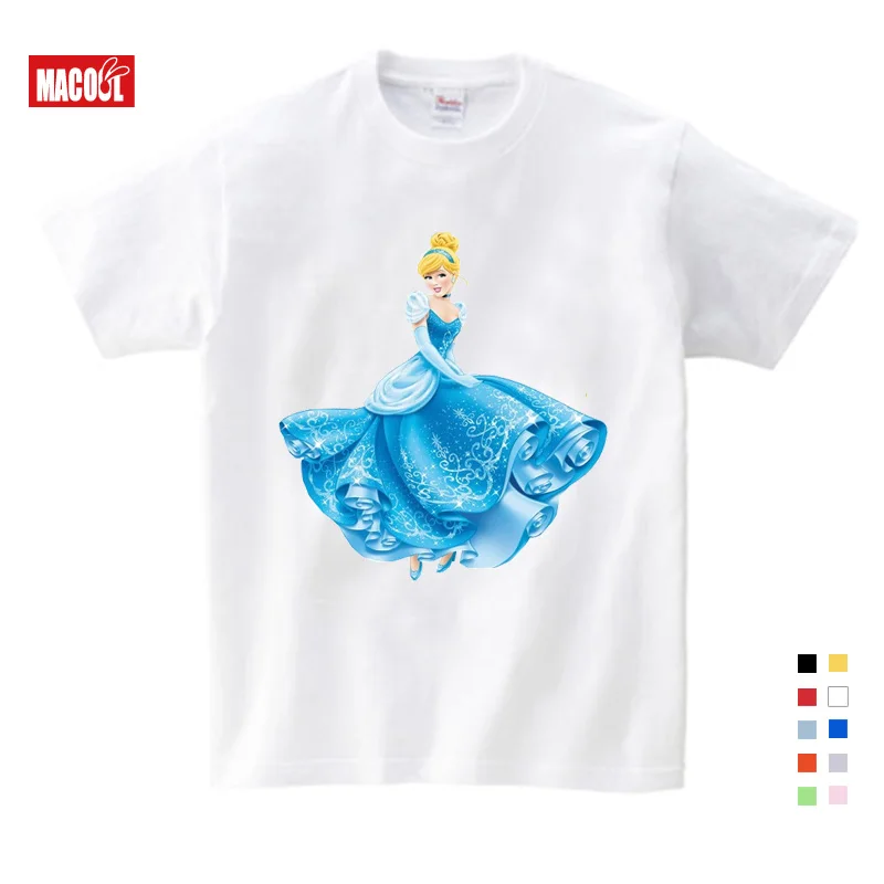 

Summer Cotton Children T-shirt Princess Sweet Lovely Style T Shirt Boy Girl Short Sleeve T-shirt Tops Princess Cartoon Printed