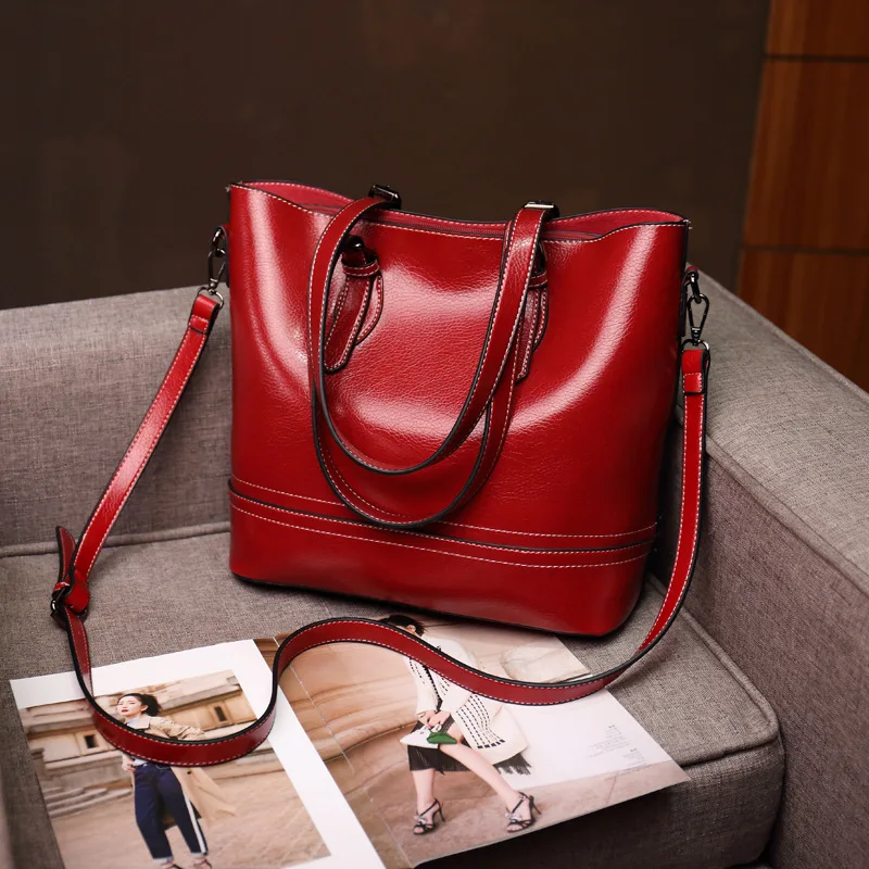 Billige Echtes Leder Tasche Handtasche Frauen Bolsos Mujer Luxus Handtaschen Frauen Taschen Designer Vintage Retro Große Kapazität Casual Tote C817