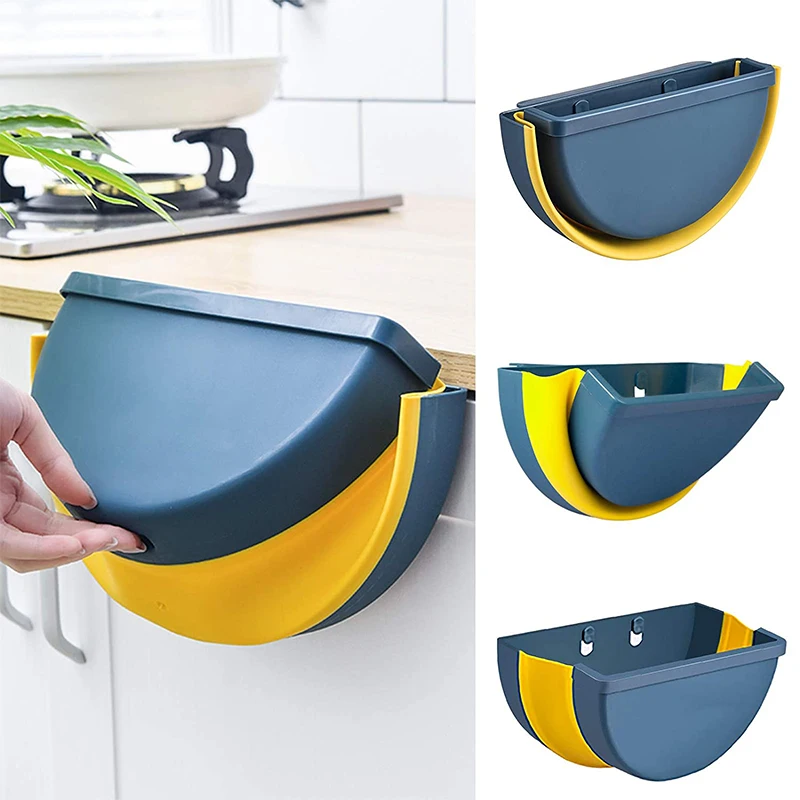 

Mini Hanging Rubbish Bin Folding Trash Can In The Car Goods For Home Kitchen Convenience Garbage Container Zero Waste Small Item