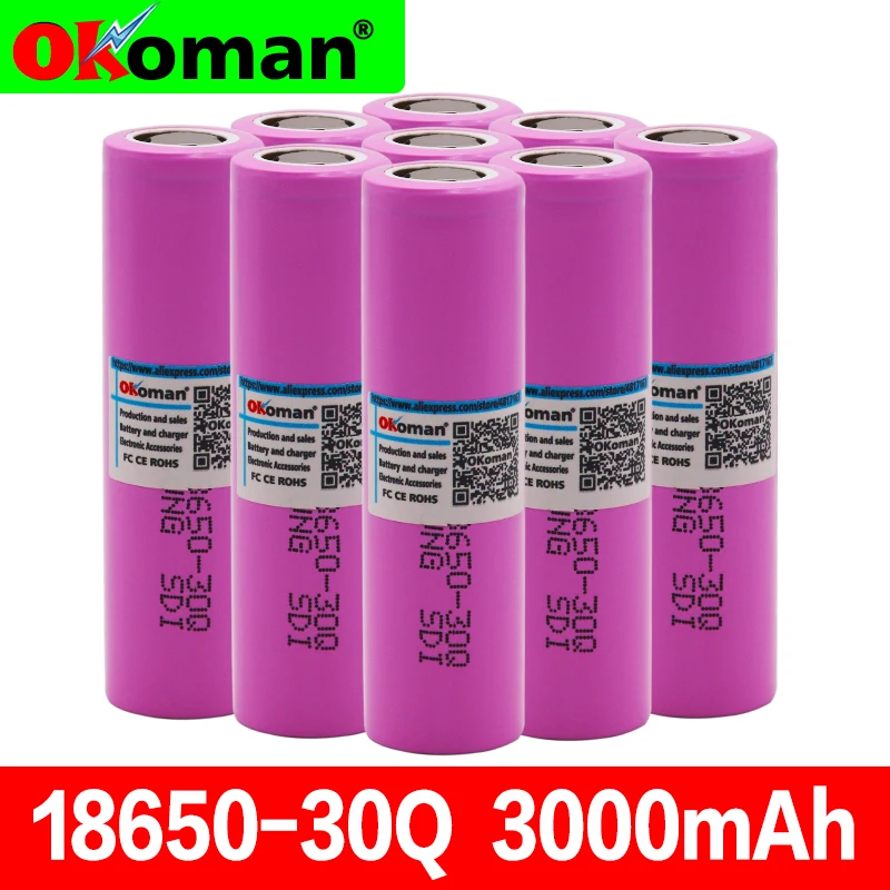 Новинка для samsung INR 18650 30Q 18650 Батарея 3,7 V 3000 mAh литий-ионная аккумуляторная батарея для электронной сигареты фонарик