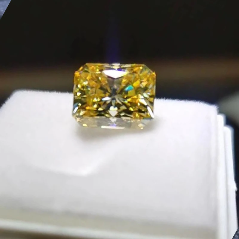

DVVS golden yellow color loose moissanites 1ct-12ct 1pcs Emerald shape Fancy cut moissaite diamond for Woman Jewelry Making