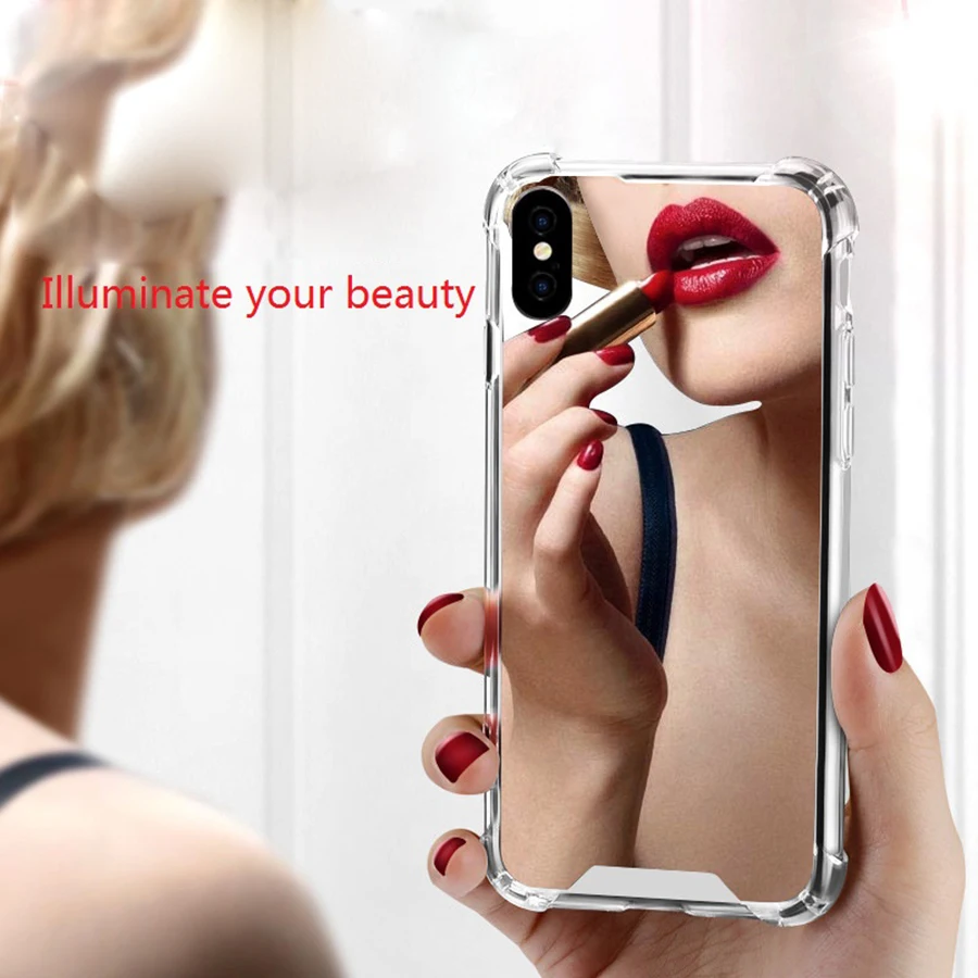 For Iphone11 mobile phone case Apple 7 8 XS MAX protective cover anti-drop acrylic two-in-one new makeup mirror | Мобильные телефоны