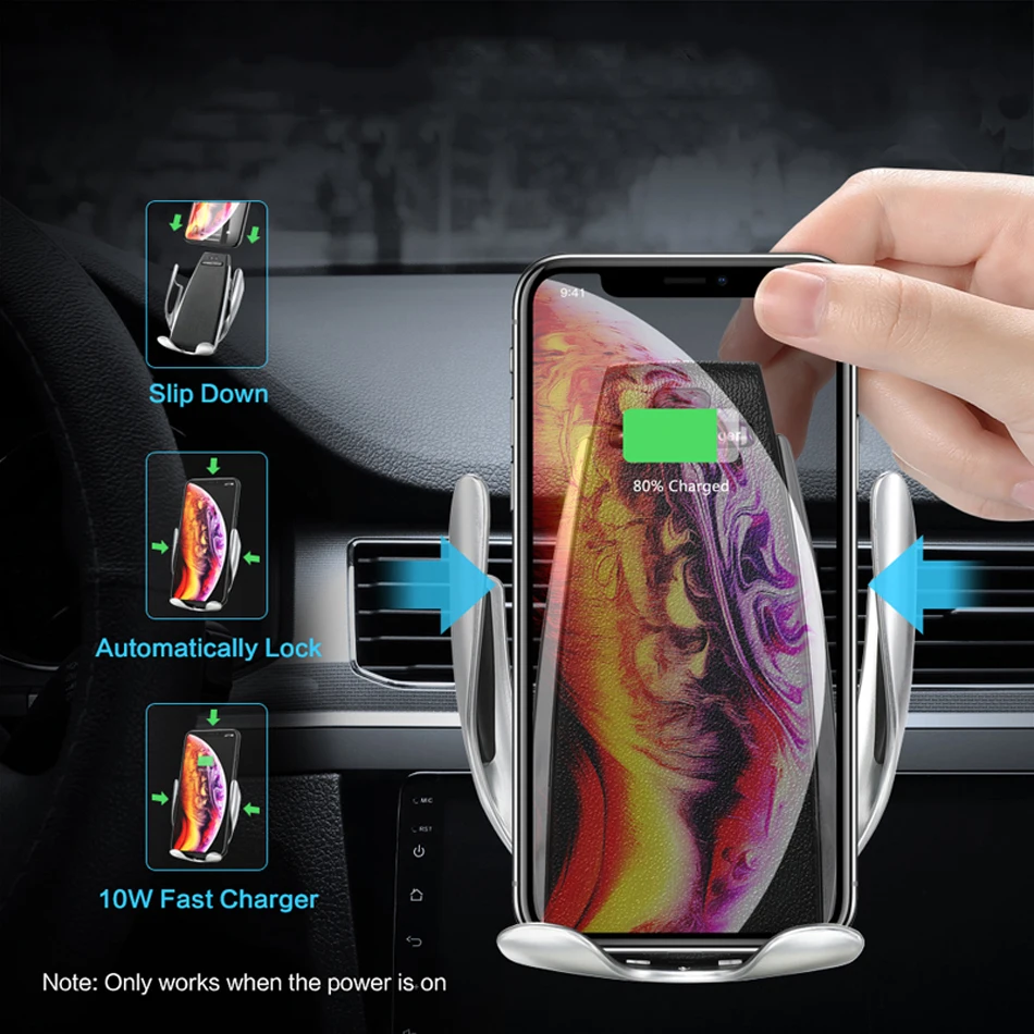 Qi автомобильное беспроводное зарядное устройство для iPhone Xs Max X R 7 11 samsung S10 S9 S8 интеллектуальный инфракрасный быстрый беспроводной зарядный Автомобильный держатель для телефона