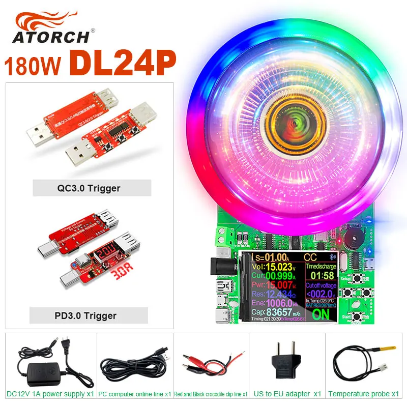 US $51.26 180w Dc Tester App Electronic Load Lithium Battery Capacity Monitor Discharge Charge Power Meter Supply Checker PdQc Trigger