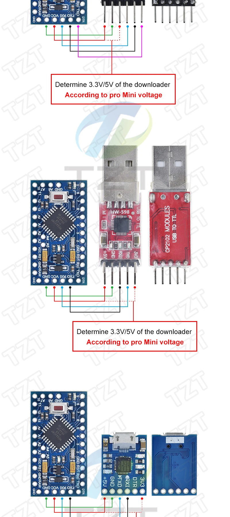 DIYTZT 1/3 Stück ATMEGA328P Pro Mini 328 Mini ATMEGA328 5V/16MHz ATMEGA328 3,3V 8MHz Modul für Arduino Entwicklungsboard – Detail 5