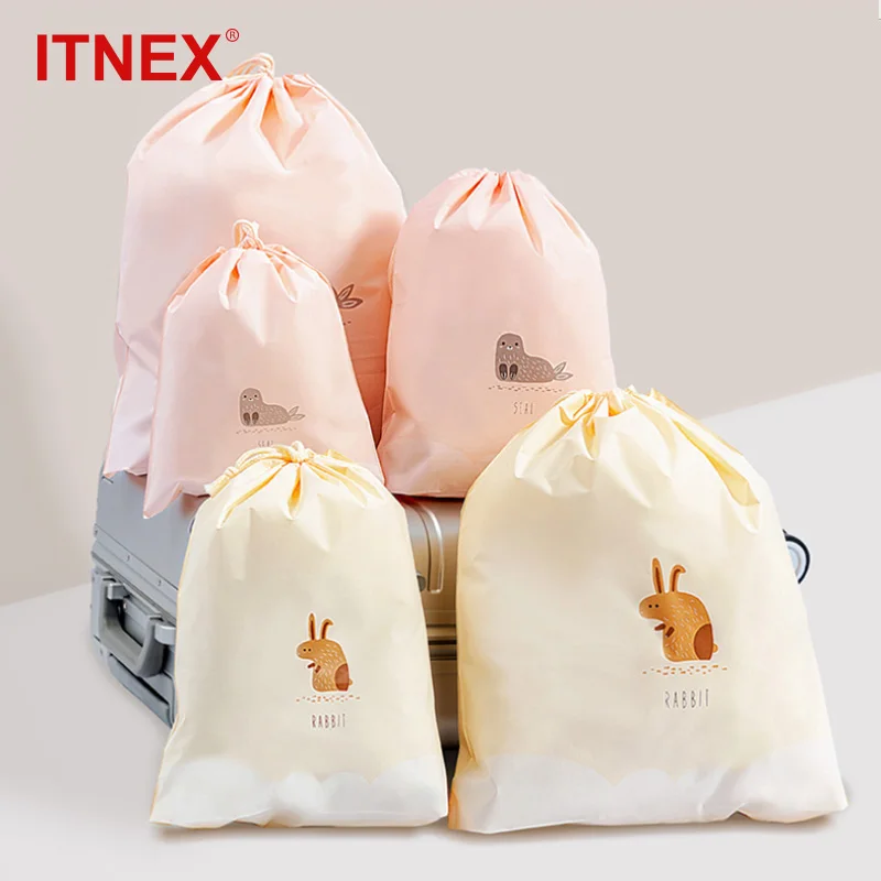 

Women Cute Storage Bags Drawstring Makeup Bag PVC Waterproof Cosmetic Travel Organizer Storage Pouch Toiletry Wash Kit Bag Case