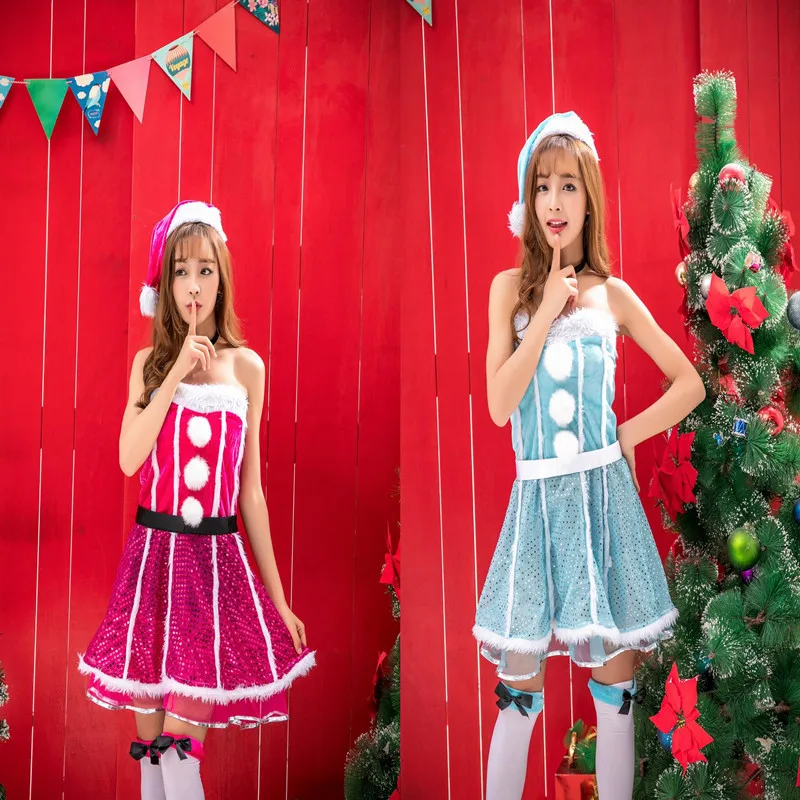 

Christmas Clothing Adult Female Wrap-around-COS Ball Red Santa Claus Clothes DS Performance Clothing