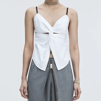 

DEAT 2020 New Spring And Summer V-neck Straps Cross Bow Sexy Short T-shirt Female Tank WK73000L