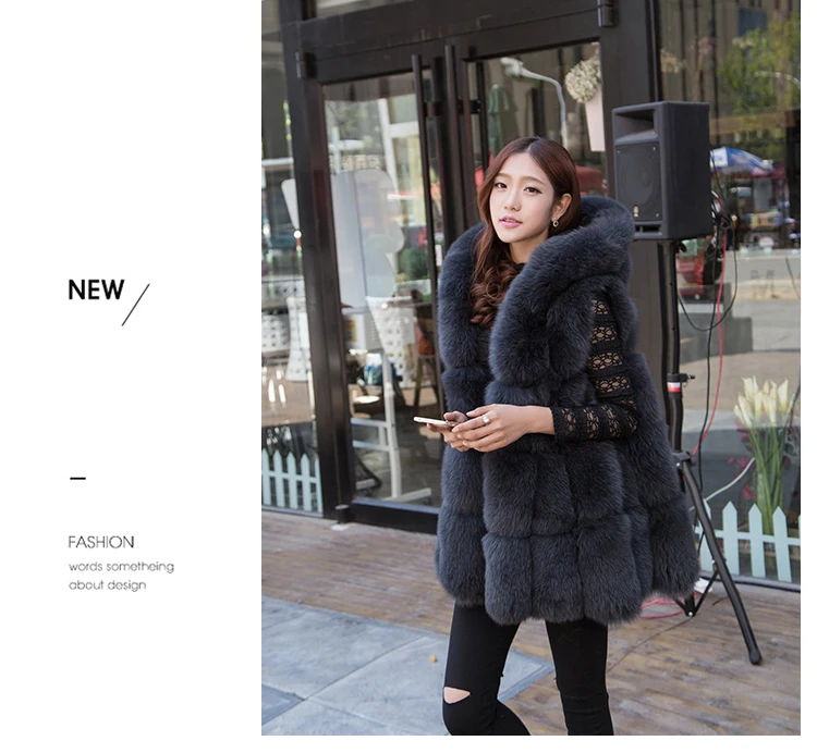 women's clothing winter real natural genuine new whole skin fox fur vest hooded vest cape coat long style 1013