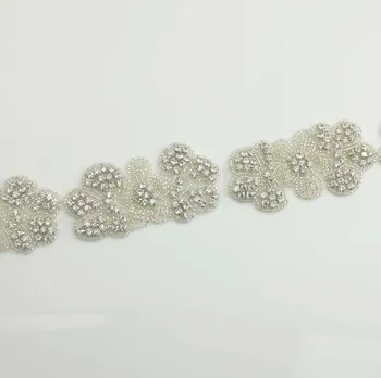 

10Yards Crystal Rhinestone Trim Gleaming Ribbon Hotfix Iron on Applique Bridal Beaded Clear Applique