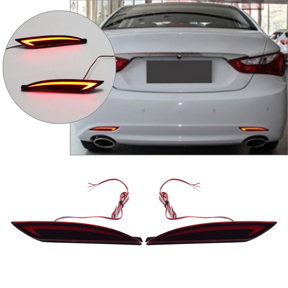 

1Pair Car Rear Bumper Reflector Brake Tail Light Amber LED Driving Lamp For Hyundai Sonata 8th 2011 2012 2013 2014