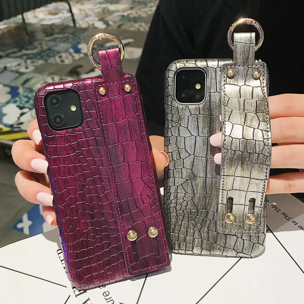 Роскошный чехол из крокодиловой змеиной кожи для iPhone 11 Pro Xs Max на запястье