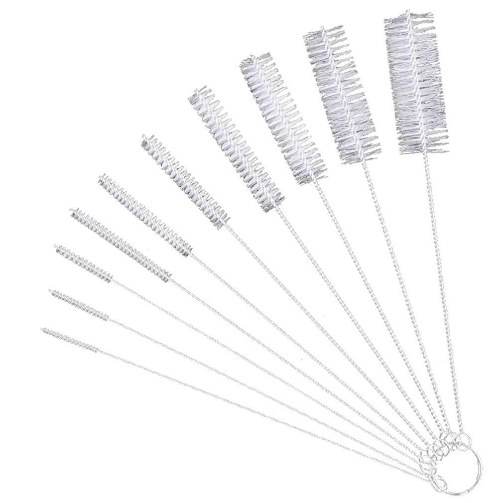 

10pcs/set Nylon Cleaning Brush Tool Mechanical Cleaning Nylon Strip Brush Stainless Steel Straw Cleaner Household Brush