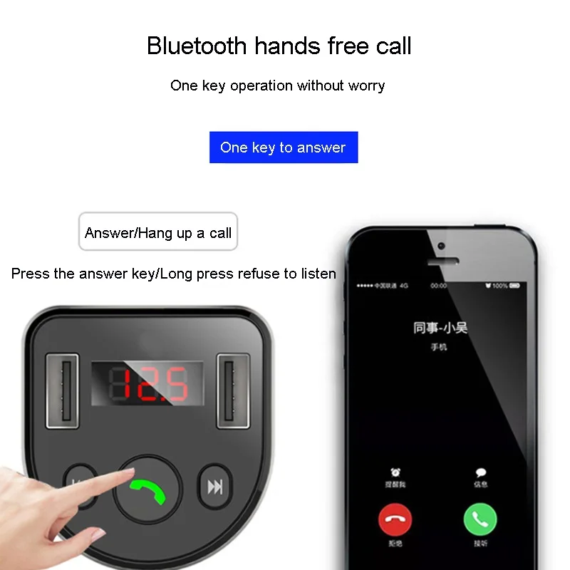 Двойной зарядное устройство USB 4.8A Bluetooth Автомобильный MP3-плеер Беспроводной FM светодиодный цифровой громкой связи Bluetooth передатчик для iPhone samsung