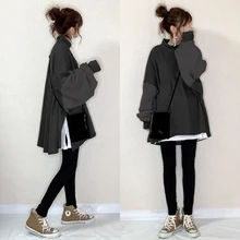 

Women Hoodie Sweatshirt 2021 Autumn Stitching Korean Style Casual Fashion School Top Pullover Loose Outwear Female Clothing New