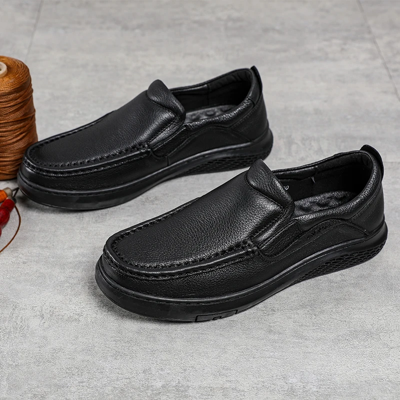 Лоферы мужские из натуральной кожи Повседневные Удобные без застежки Мокасины