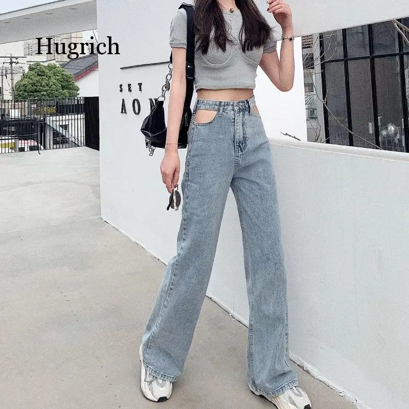

High Quality Big Hole for Women with High Waist Women Punk Denim Pencil Pants Vintage Mom Boyfriend Jeans