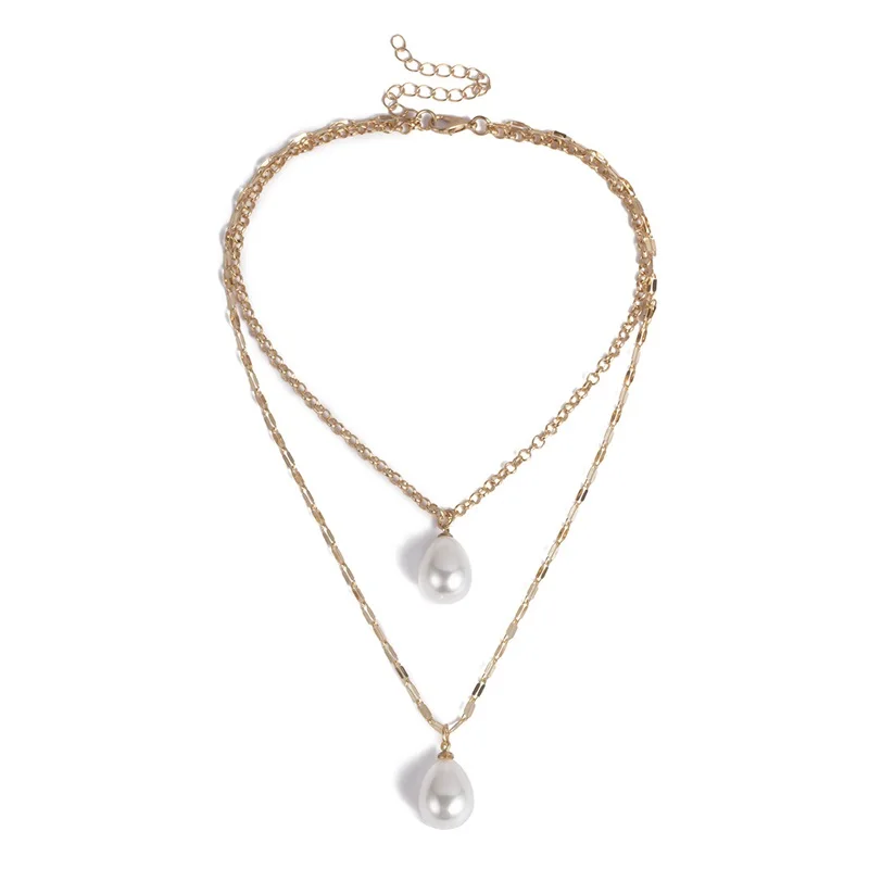 ZG Fashion Bohemian Multilayer Pearl Choker Necklace Collar Statement Long Chain Necklace Women Jewelry