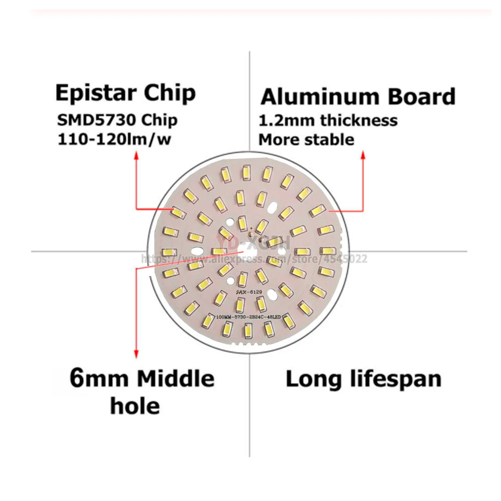 Aexit 20x Aluminium PCB Platinen 32mm - Für 6x 5730 SMD LED