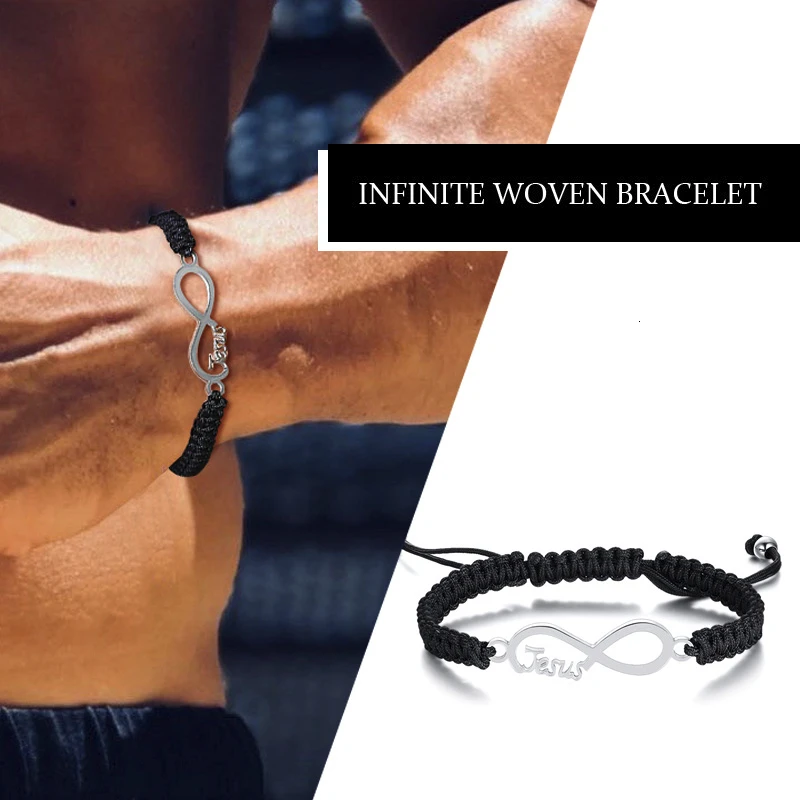

ADJUSTABLE INFINITE BLACK MEN BRAIDED BRACELET