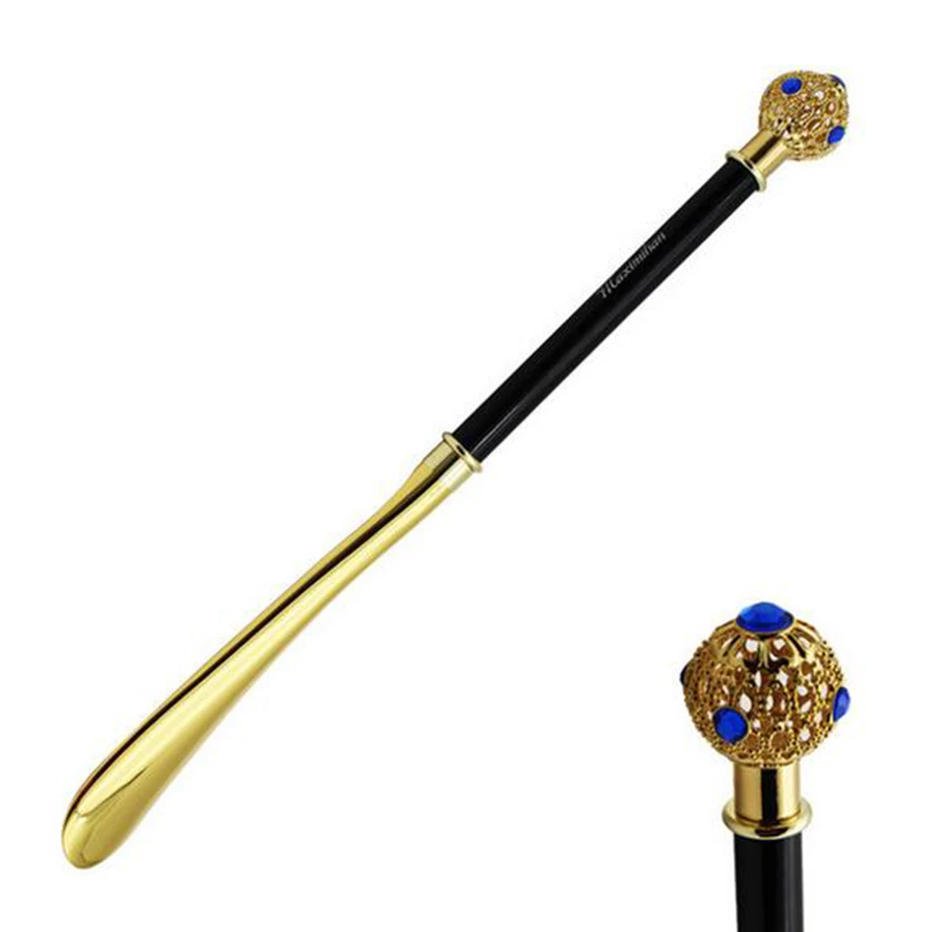 Long Metal Shoe Horn with Schima Wood Handle & Solid Brass Animal Horse Head Long handle luxurious metal shoe horn