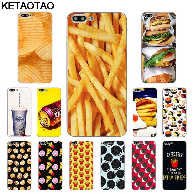 KETAOTAO Чехлы для телефона с принтом фастфуда для iPhone 4S 5C 5S 6S 7 8 6Plus 7Plus 8Plus X Чехол кристально чистый мягкий TPU чехол s