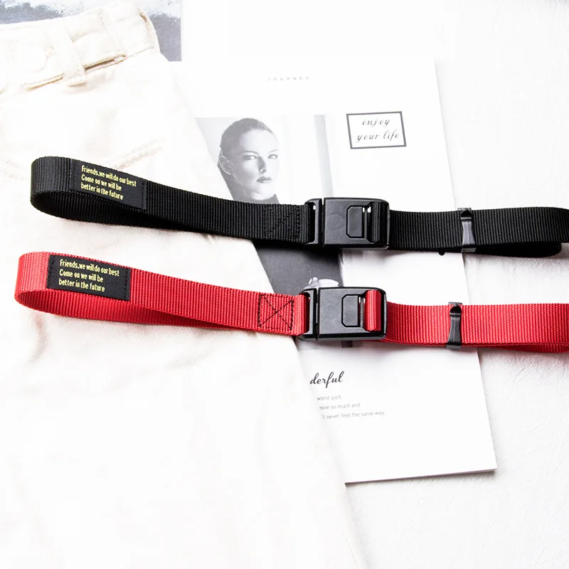 

Magnetic Clasp Bib Overall Function SaiL Fabric Belt Men And Women Quickly Open Release Buckle Cloth Leather Belt Fashion Narrow