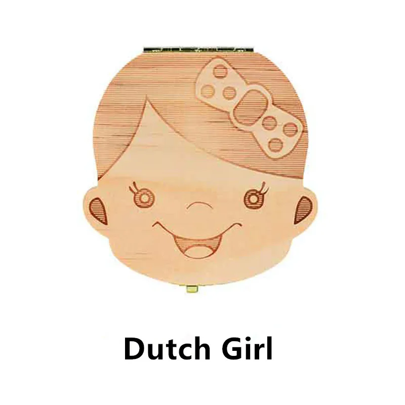 Dutch girl Испанский/португальский/голландский/детский деревянный органайзер для молочных зубов для хранения мальчиков и девочек, сувенирный Органайзер - Цвет: Dutch girl