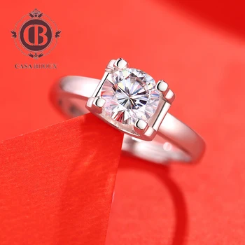 

925 Silver Trendy Moissanite Diamond Ring 0.5/1/2/3ct D color VVS Engagement Wedding Ring for Women With National Certificate