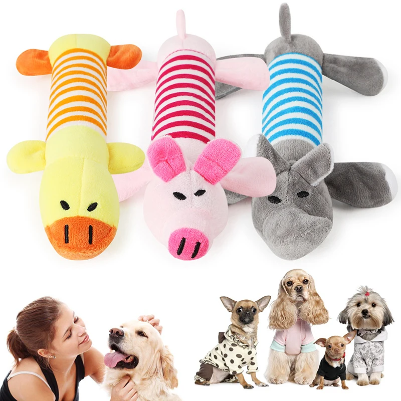 Popular Pet Dog Cat Funny Fleece Durability Plush Toys Squeak Chew Sound Toy Fit for All Pets Elephant Duck Pig | Дом и сад