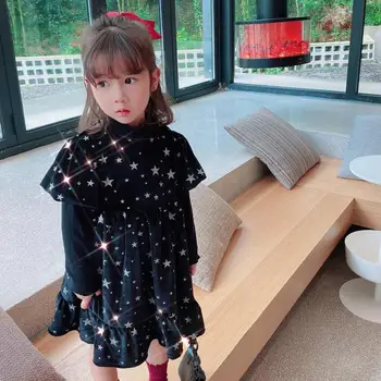 

Kids Dresses For Girls 2020 New Autumn Girls Black Short Puff Sleeve Princess Dress Little Girls Dresses Children Clothing