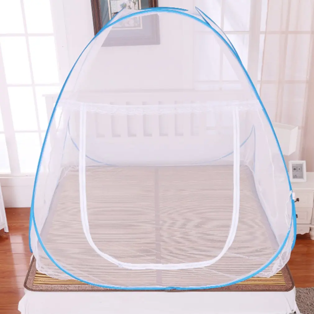 

Single Door Mosquito Net Four Seasons Home Bedroom Free Installation Bottomed Folding Mosquito Net With Zipper Bed Canopy