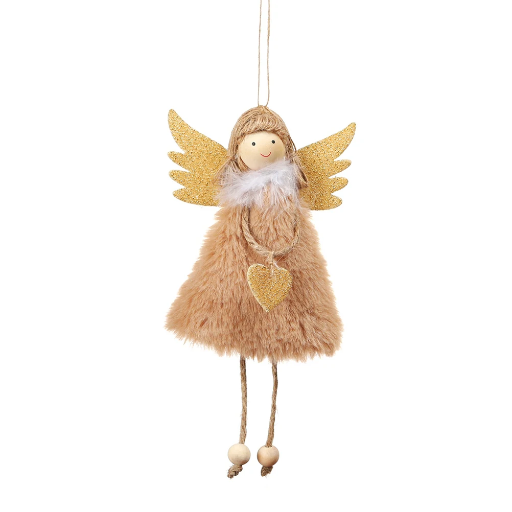 Милый Рождественский Ангел плюшевая кукла игрушка Длинная нога Ангел кулон-украшение для рождественской елки плюшевая игрушка - Цвет: Темный хаки