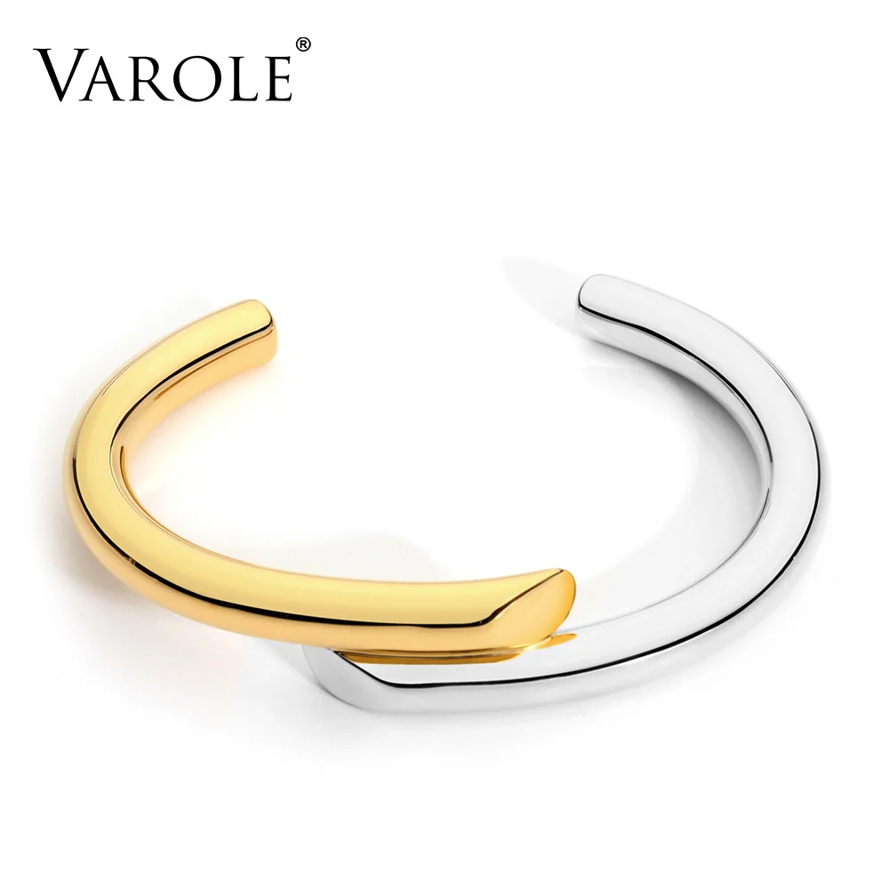 US $16.45 30% СКИДКА|Браслет VAROLE, простой дизайн, золотого цвета, женские браслеты Каффы|bracelets for women cuff|bangle bracelet|brand bangle bracelet - AliExpress