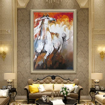 

Maou-style hand-painted Oil Painting Decorative Home Entrance Hallway Vertical Version Of The Model Room Villa Paintings Horses