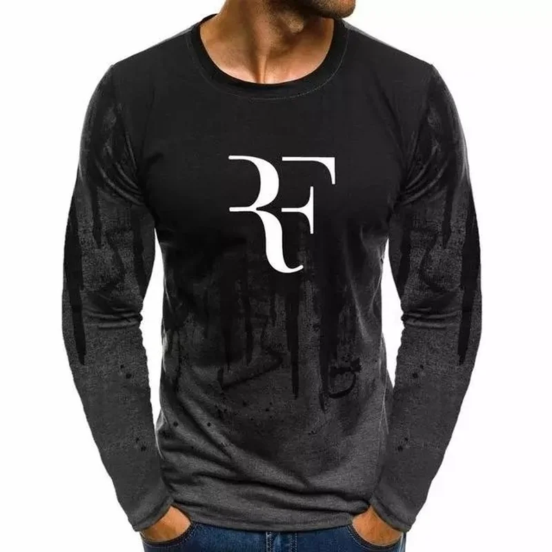 Новый мужской пуловер с градиентом Роджер Федерер Модный хлопковый Теннисный