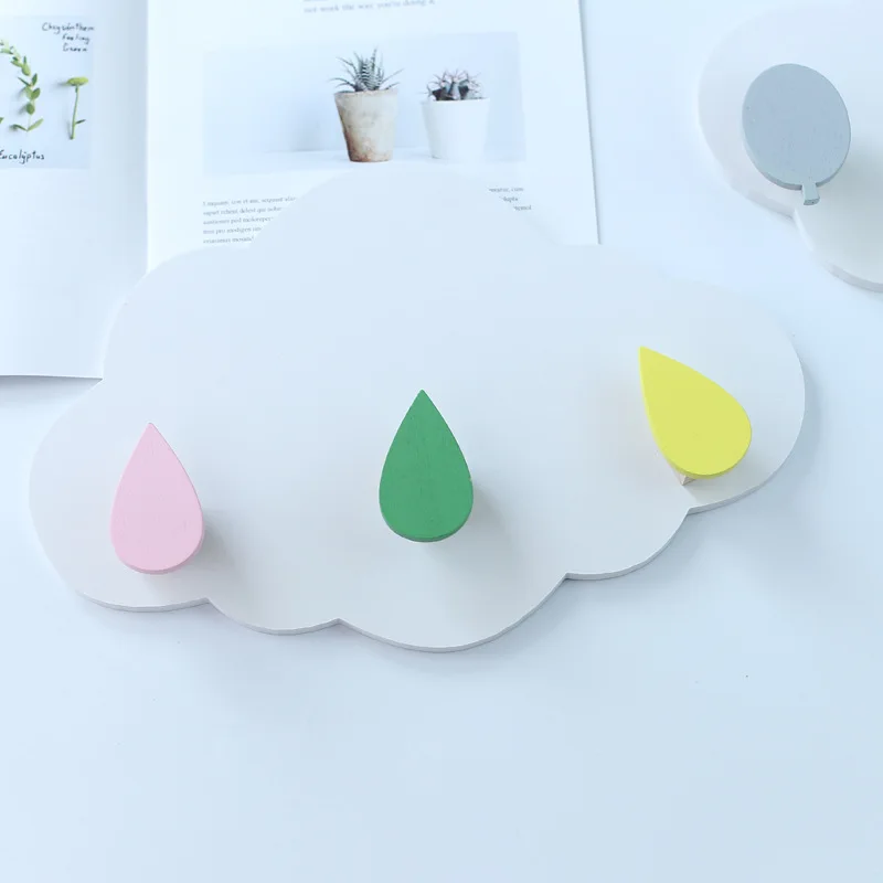 pink green yellow Ins в скандинавском стиле, облачная полка, Настенный декор, креативный деревянный настенный крючок, украшение для детской комнаты, вешалка для хранения - Цвет: pink green yellow