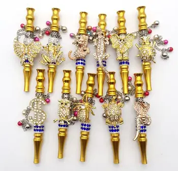 

10pcs/lot animal style Handmade Inlaid Jewelry Alloy Hookah Mouthpiece Shisha Filter Tip Hookah Mouth tips jeweled hookah tips
